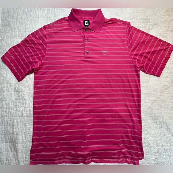 FootJoy Other - FootJoy Performance Polo Shirt Men Large Pink Striped Short Sleeve Golf Collared